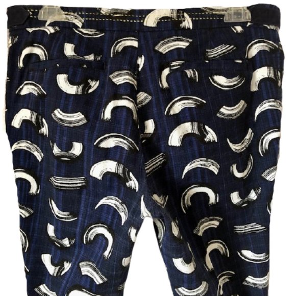 Anthropologie Cartonnier Charlie Brushstroke Ankle/Cropped Pants Navy - 12 - Picture 7 of 14